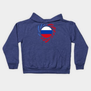 Russian American Multinational Patriot Flag (Heart) Kids Hoodie